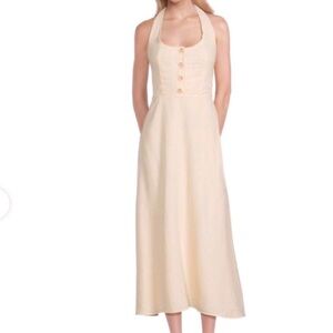WeWoreWhat Linen Cream Halter Dress NEW